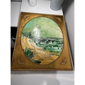 Morris Katz Signed Impasto original 1979 Painting Seascape Seagulls Textured art